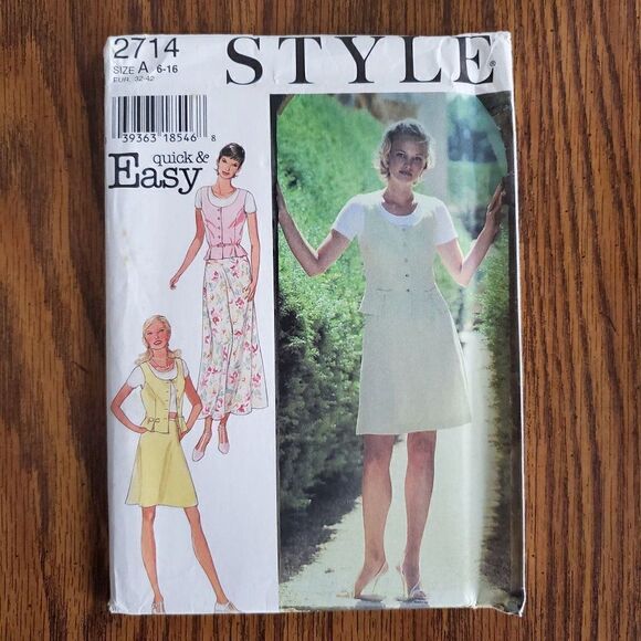 Vintage 90s Style Pattern 2714 Uncut Fitted Button Up Vest Skirt A 6-16 - Picture 2 of 3
